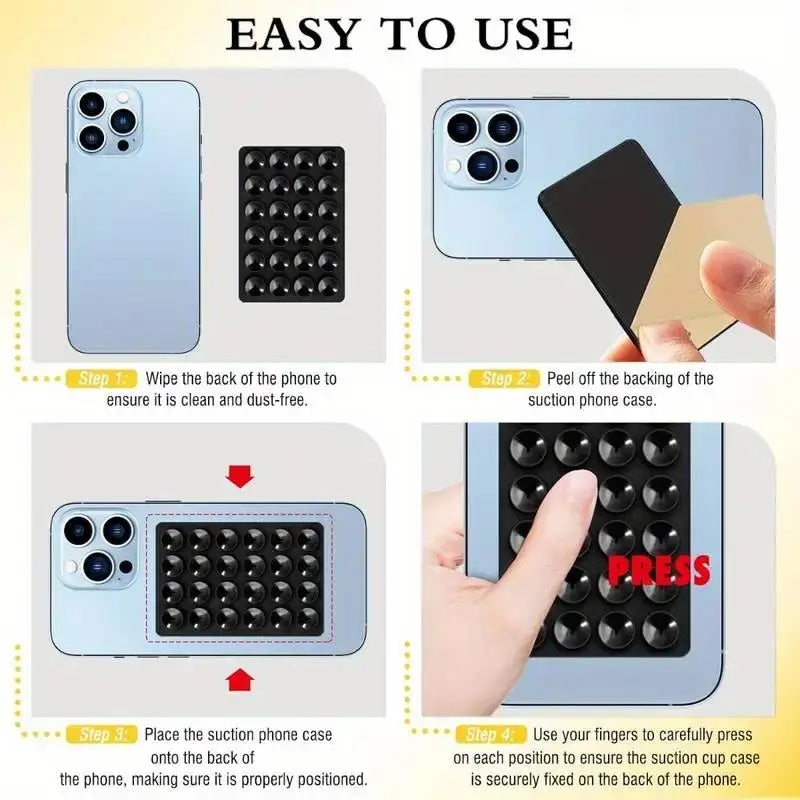 1d Support de téléphone en silicone à 24 ventouses, support mural multifonctionnel, antidérapant, simple face, adhésif, fixation arrière