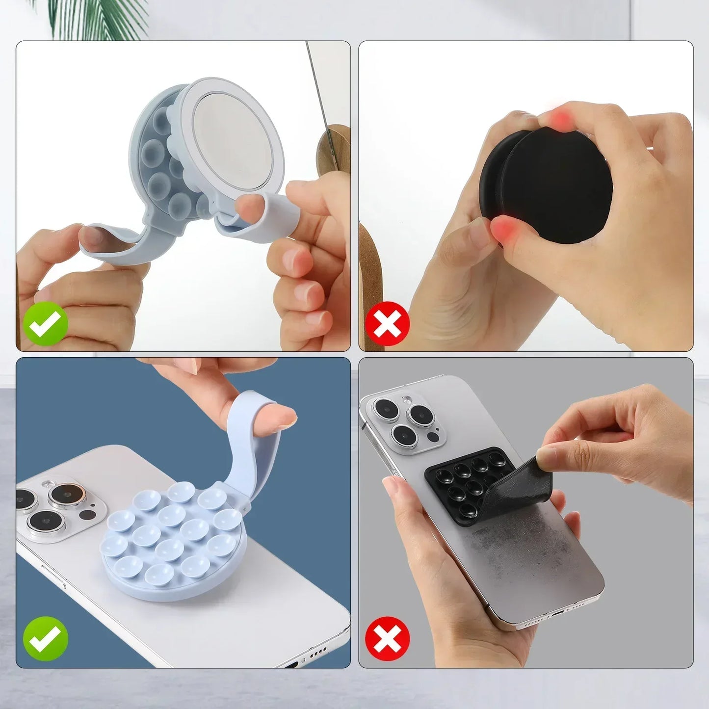 1c Support de téléphone magnétique multifonction avec ventouse en silicone, support portable pour iPhone 16-12 Magsafe