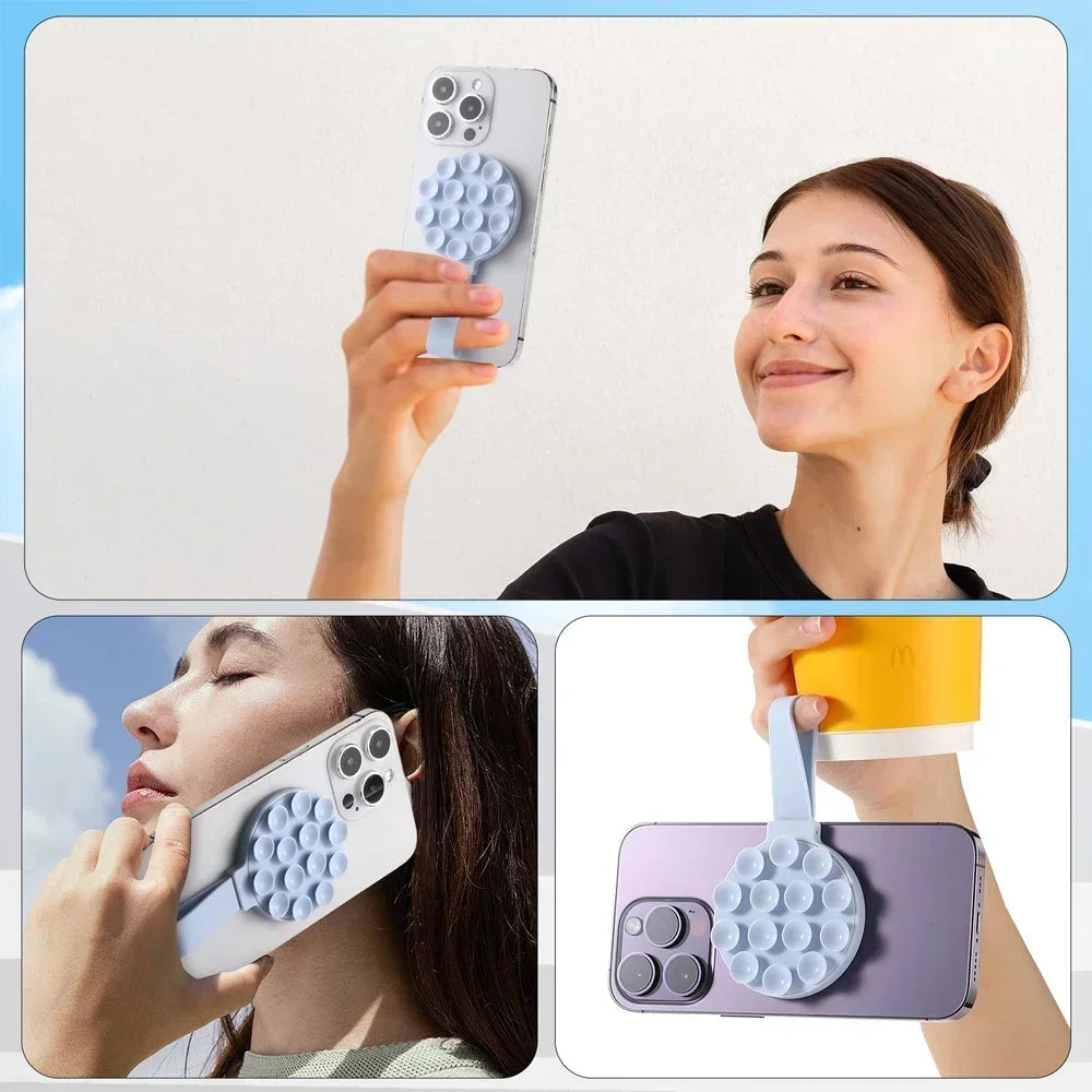 1c Support de téléphone magnétique multifonction avec ventouse en silicone, support portable pour iPhone 16-12 Magsafe