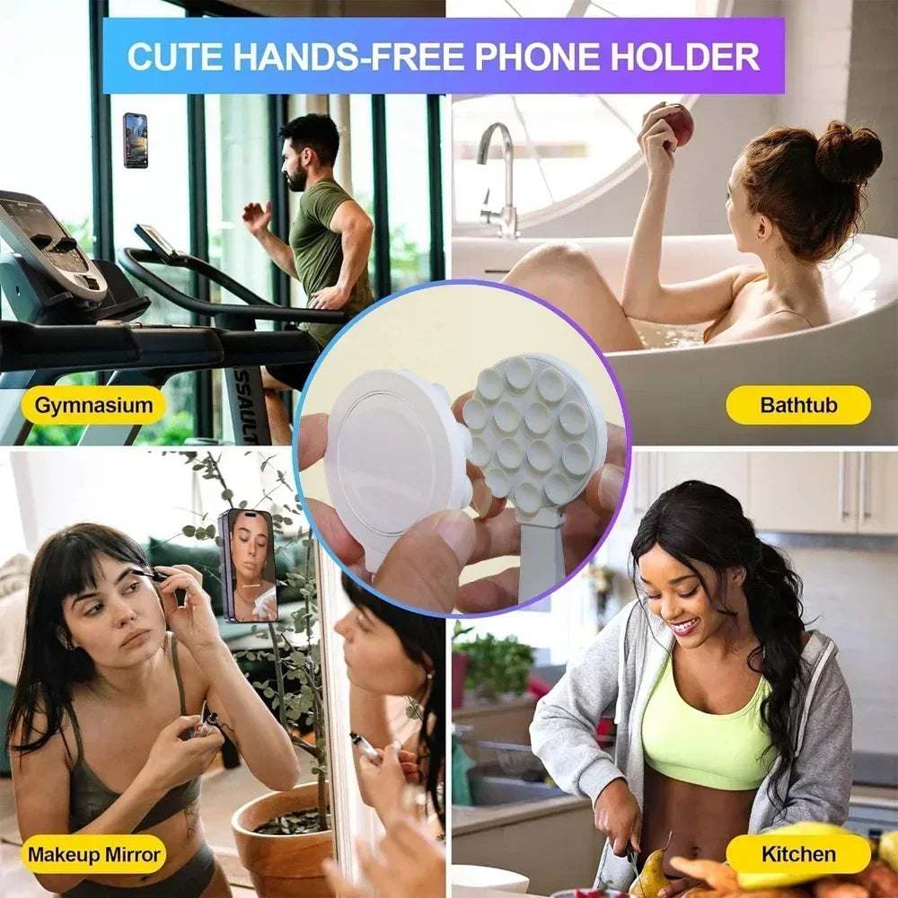 1c Support de téléphone magnétique multifonction avec ventouse en silicone, support portable pour iPhone 16-12 Magsafe