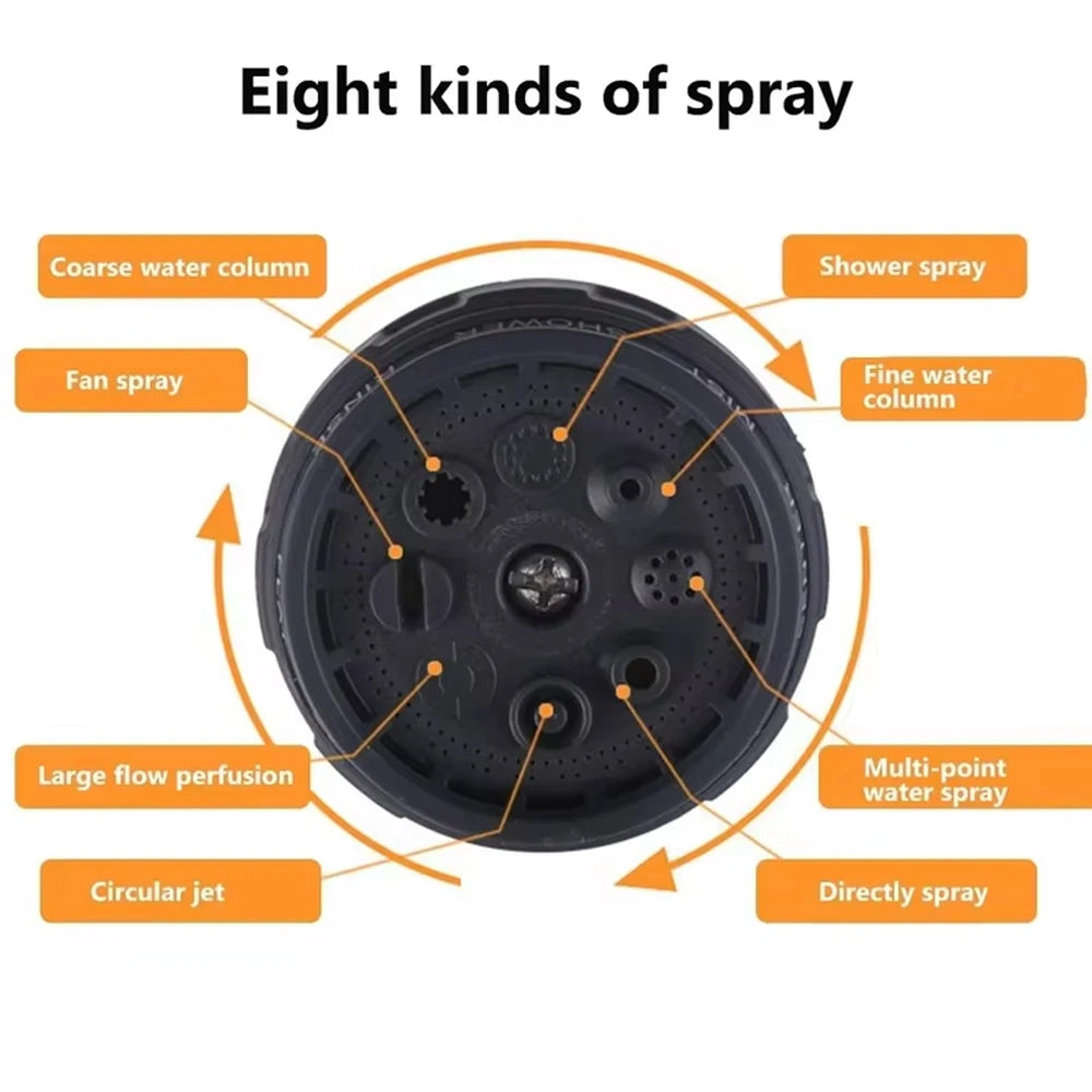 Garden Hose Water Spray Gun 8 Mode Car Wash High Pressure Sprayer Watering Nozzle for Lawn Plant Yard Water Jet Sprinkler