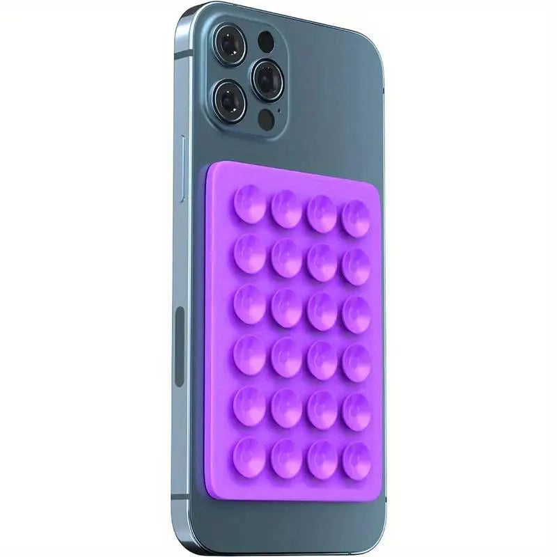 1d Support de téléphone en silicone à 24 ventouses, support mural multifonctionnel, antidérapant, simple face, adhésif, fixation arrière