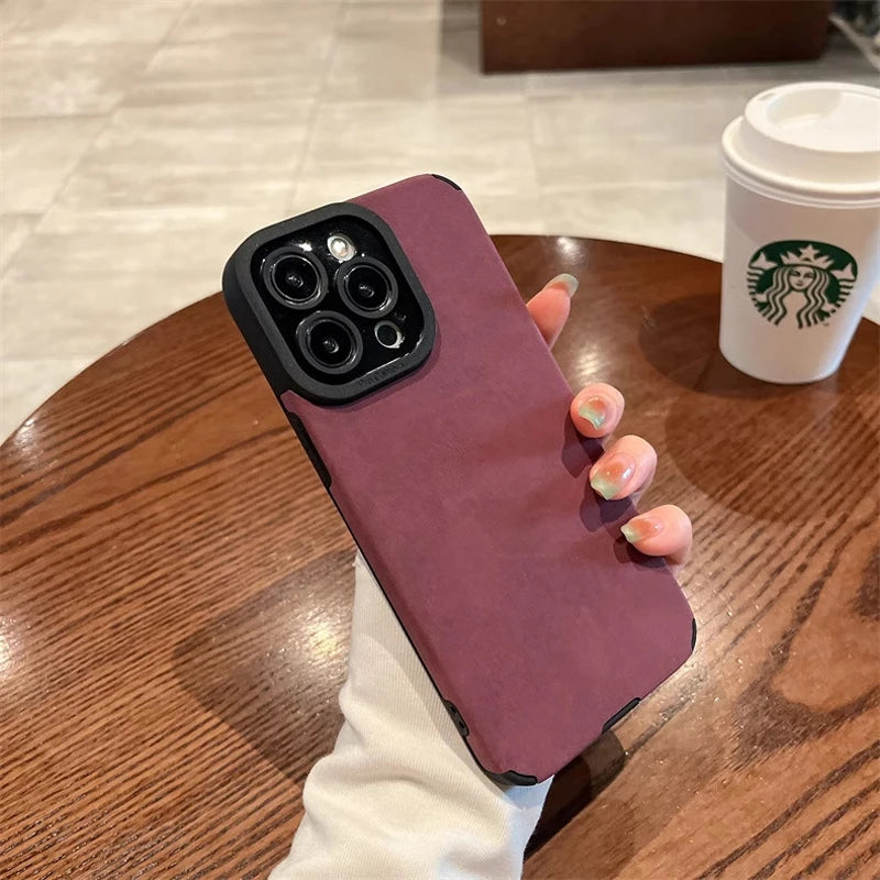 Coque en cuir mat et silicone tendance pour iPhone 11, 11 pro, 11 pro max
