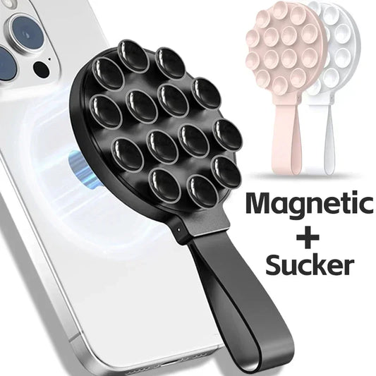 1c Support de téléphone magnétique multifonction avec ventouse en silicone, support portable pour iPhone 16-12 Magsafe