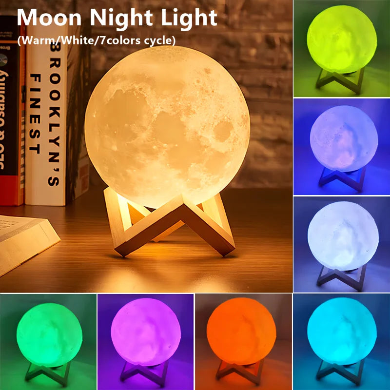 1T Lampe de lecture LED Moon Light Galaxy Light, veilleuse lunaire, cadeau d'anniversaire pour fille, garçon, enfant, décoration de chambre, éclairage intérieur