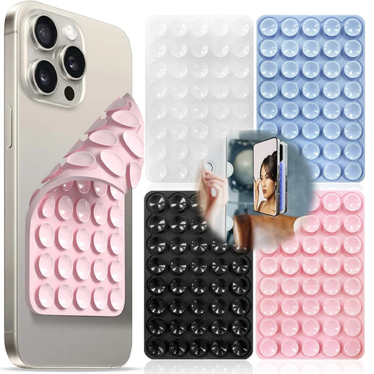 1d Support de téléphone en silicone à 24 ventouses, support mural multifonctionnel, antidérapant, simple face, adhésif, fixation arrière